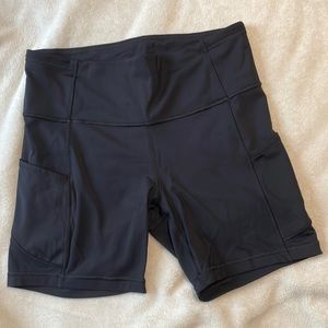 6” Lululemon high rise shorts.